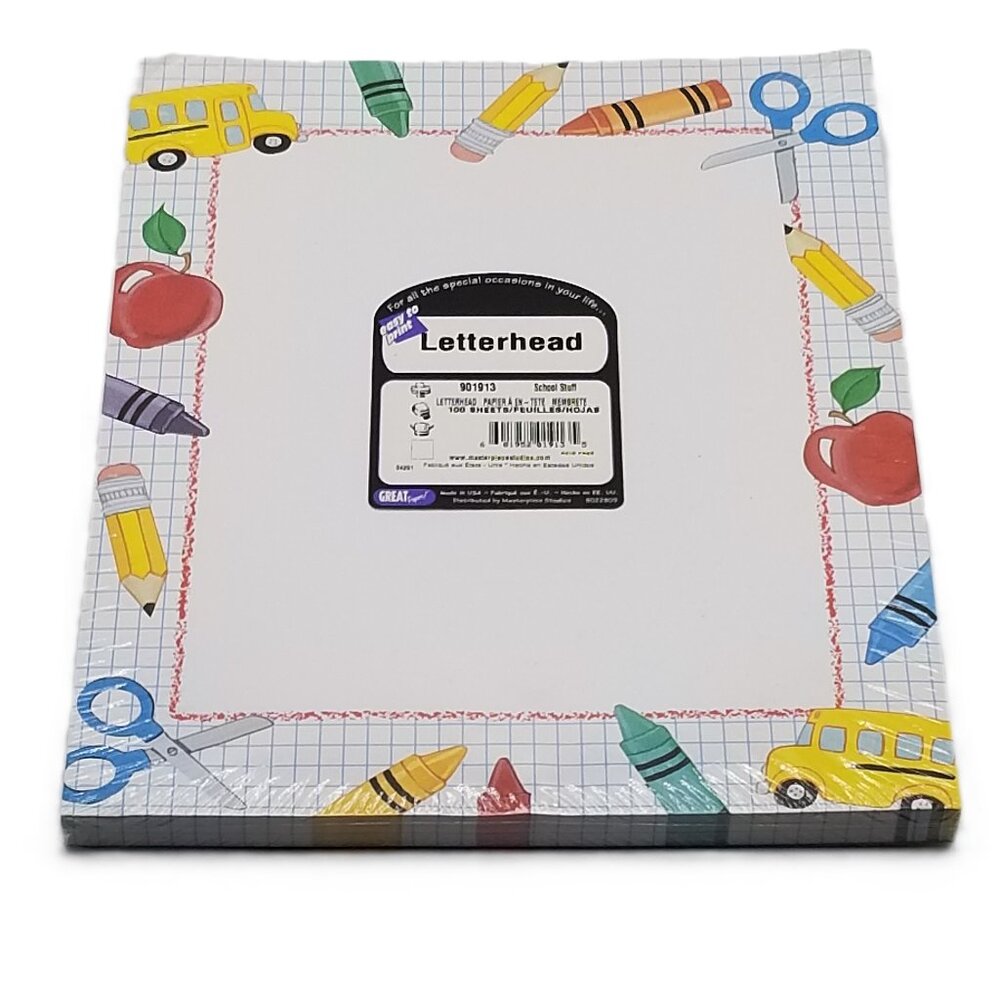 Great Papers School Start Letterhead 100 Sheets Apple Crayon NEW